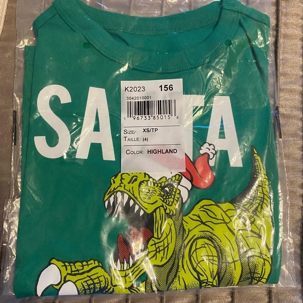 NEW - The Children’s Place Boys Christmas Dino Graphic Tee - Highland. XS (4)